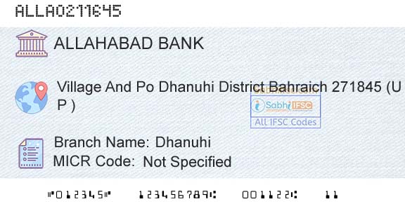 Allahabad Bank DhanuhiBranch 