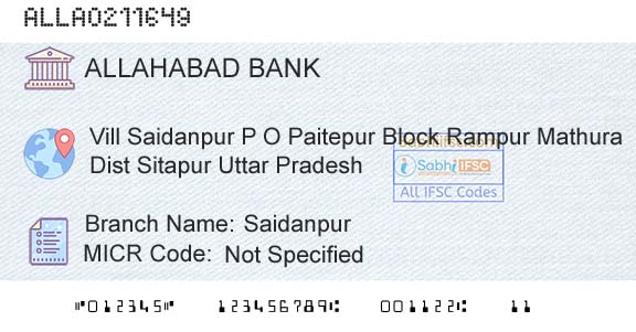 Allahabad Bank SaidanpurBranch 