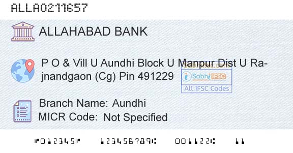 Allahabad Bank AundhiBranch 