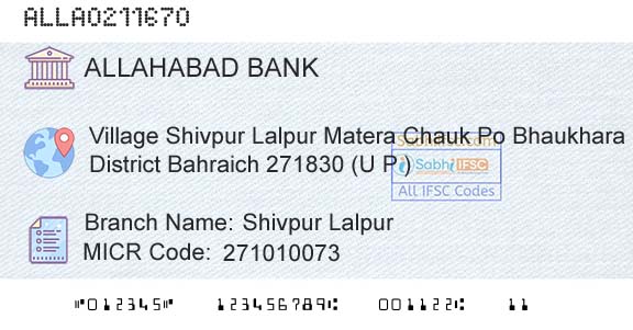 Allahabad Bank Shivpur LalpurBranch 