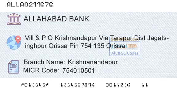 Allahabad Bank KrishnanandapurBranch 