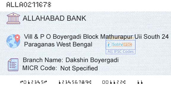 Allahabad Bank Dakshin BoyergadiBranch 