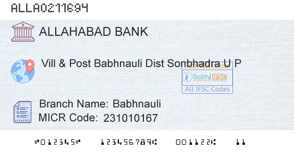 Allahabad Bank BabhnauliBranch 