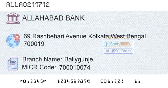 Allahabad Bank BallygunjeBranch 