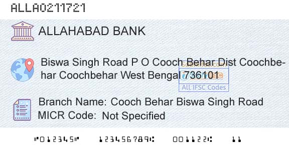 Allahabad Bank Cooch Behar Biswa Singh RoadBranch 