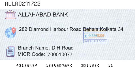 Allahabad Bank D H RoadBranch 