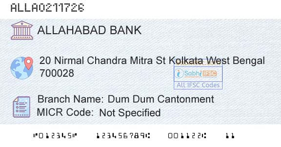 Allahabad Bank Dum Dum CantonmentBranch 