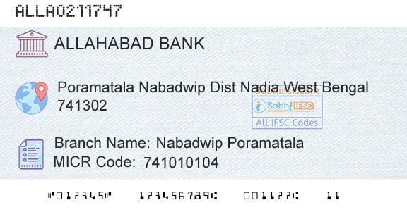 Allahabad Bank Nabadwip PoramatalaBranch 