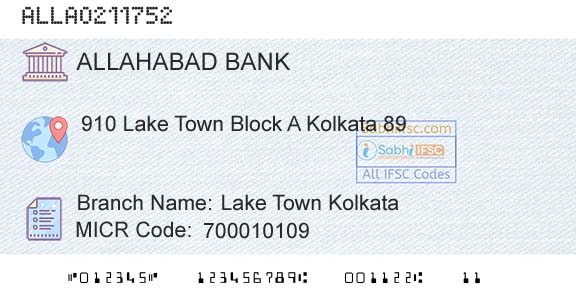 Allahabad Bank Lake Town KolkataBranch 
