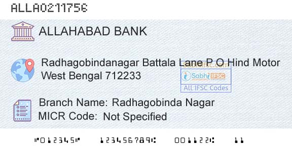 Allahabad Bank Radhagobinda NagarBranch 