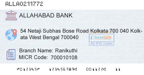 Allahabad Bank RanikuthiBranch 