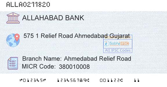 Allahabad Bank Ahmedabad Relief RoadBranch 