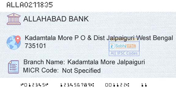 Allahabad Bank Kadamtala More JalpaiguriBranch 