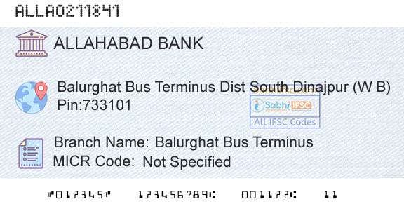 Allahabad Bank Balurghat Bus TerminusBranch 