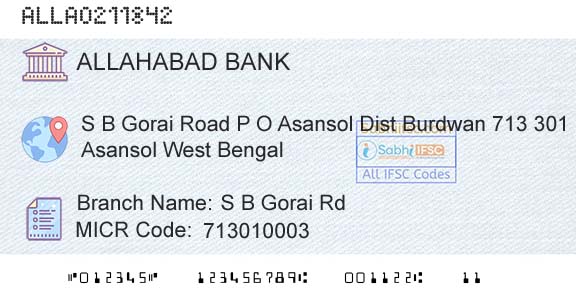 Allahabad Bank S B Gorai RdBranch 