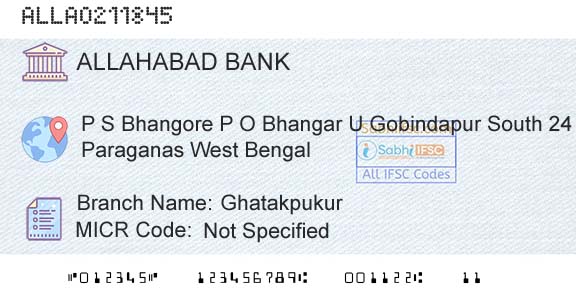 Allahabad Bank GhatakpukurBranch 