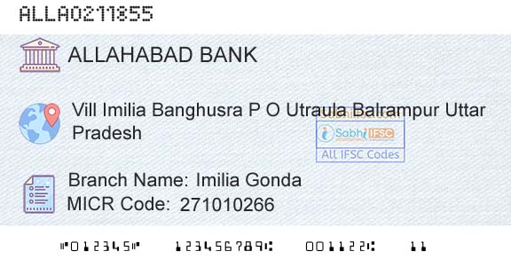 Allahabad Bank Imilia Gonda Branch 