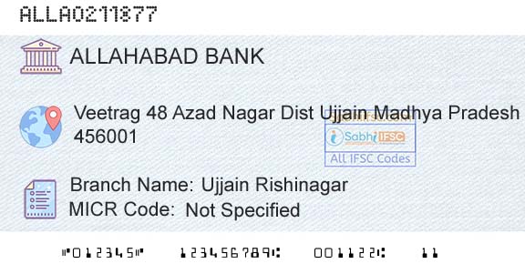 Allahabad Bank Ujjain RishinagarBranch 