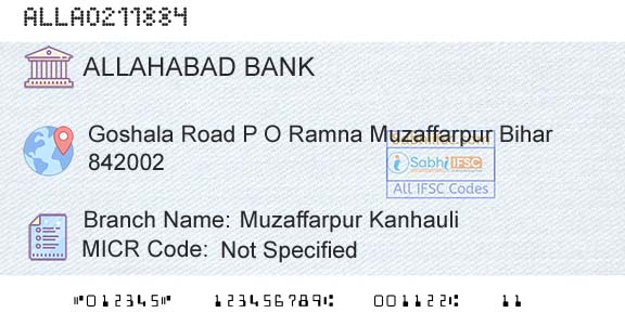 Allahabad Bank Muzaffarpur KanhauliBranch 