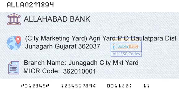 Allahabad Bank Junagadh City Mkt YardBranch 