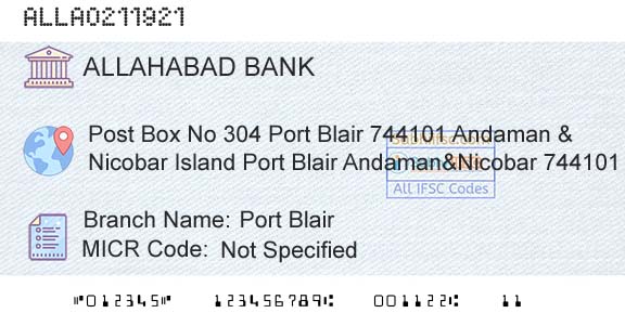 Allahabad Bank Port BlairBranch 