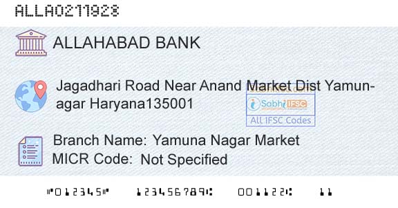 Allahabad Bank Yamuna Nagar MarketBranch 