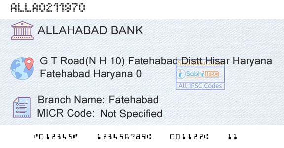 Allahabad Bank FatehabadBranch 