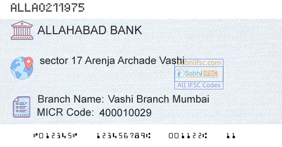 Allahabad Bank Vashi Branch MumbaiBranch 