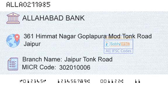 Allahabad Bank Jaipur Tonk RoadBranch 