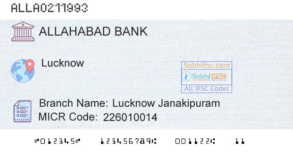 Allahabad Bank Lucknow JanakipuramBranch 