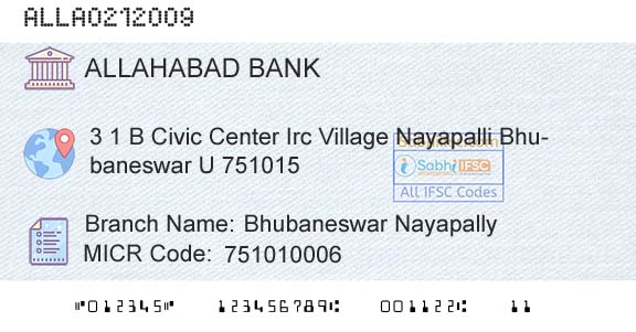 Allahabad Bank Bhubaneswar NayapallyBranch 