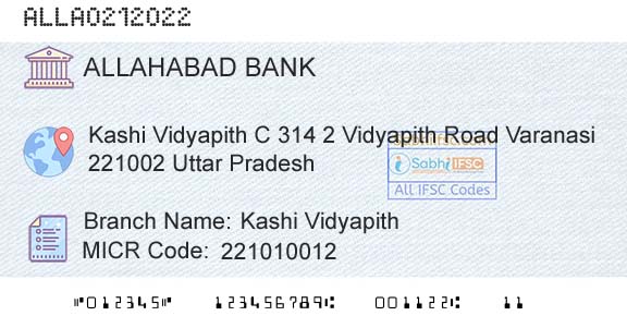 Allahabad Bank Kashi VidyapithBranch 