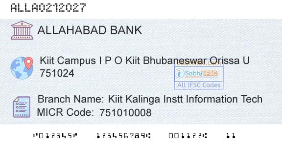 Allahabad Bank Kiit Kalinga Instt Information Tech Branch 