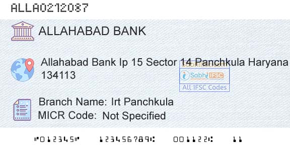 Allahabad Bank Irt PanchkulaBranch 