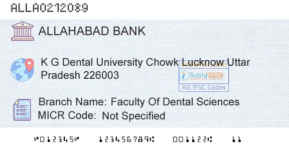 Allahabad Bank Faculty Of Dental SciencesBranch 