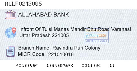 Allahabad Bank Ravindra Puri ColonyBranch 