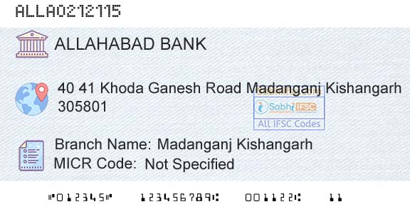 Allahabad Bank Madanganj KishangarhBranch 