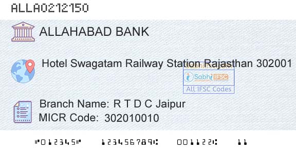Allahabad Bank R T D C JaipurBranch 