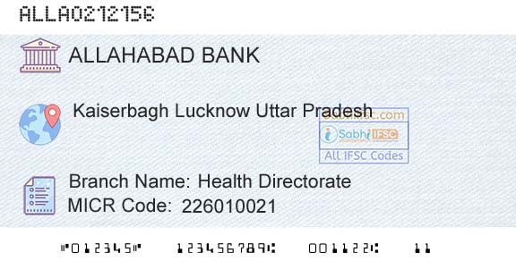 Allahabad Bank Health DirectorateBranch 