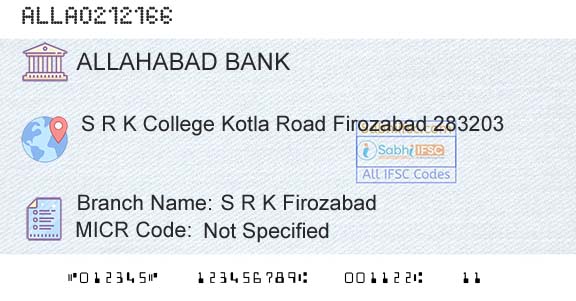 Allahabad Bank S R K FirozabadBranch 