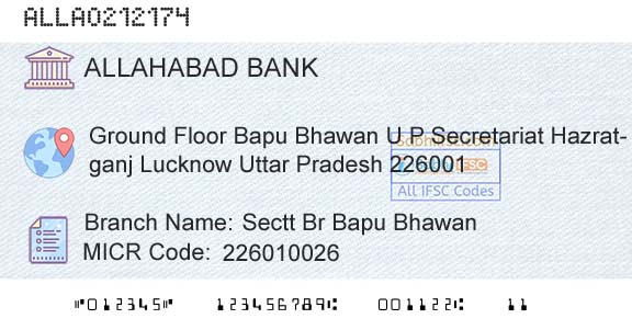 Allahabad Bank Sectt Br Bapu BhawanBranch 