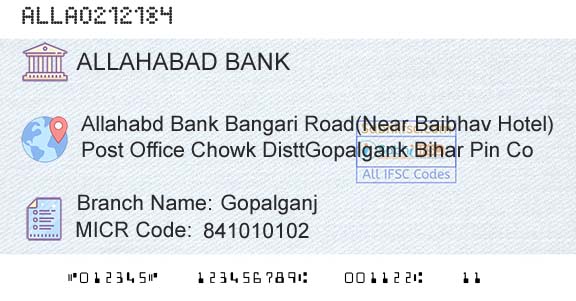 Allahabad Bank GopalganjBranch 