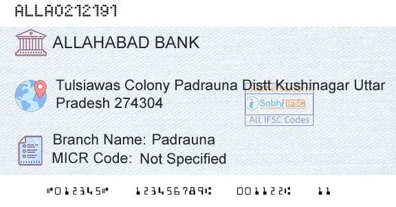 Allahabad Bank PadraunaBranch 
