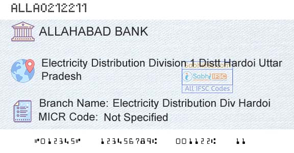 Allahabad Bank Electricity Distribution Div HardoiBranch 