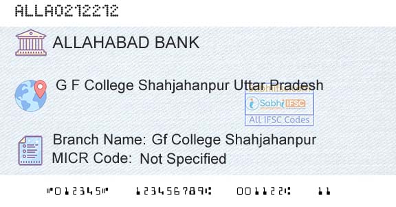 Allahabad Bank Gf College ShahjahanpurBranch 