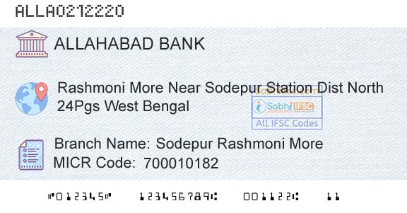Allahabad Bank Sodepur Rashmoni MoreBranch 
