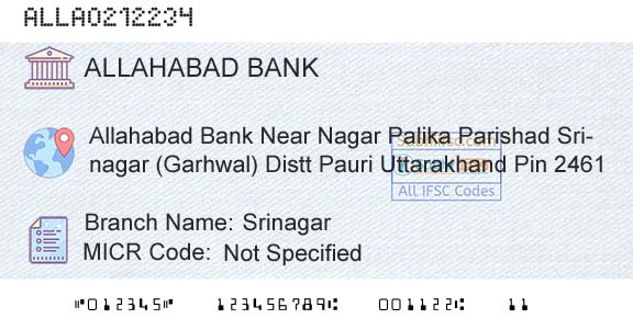 Allahabad Bank SrinagarBranch 