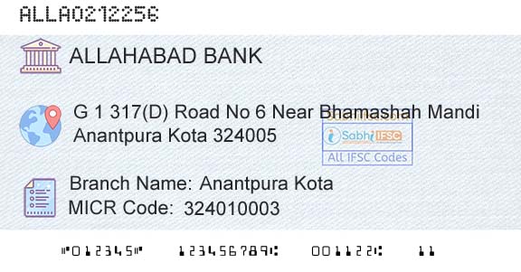 Allahabad Bank Anantpura KotaBranch 