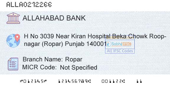 Allahabad Bank RoparBranch 