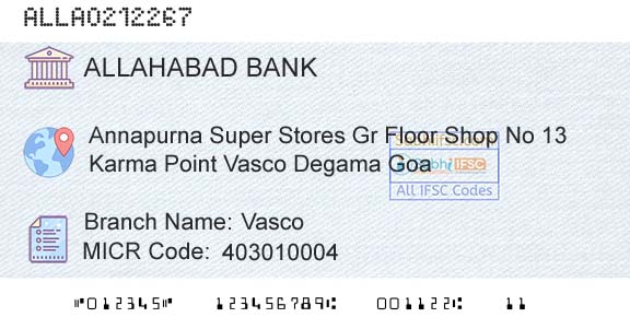 Allahabad Bank VascoBranch 